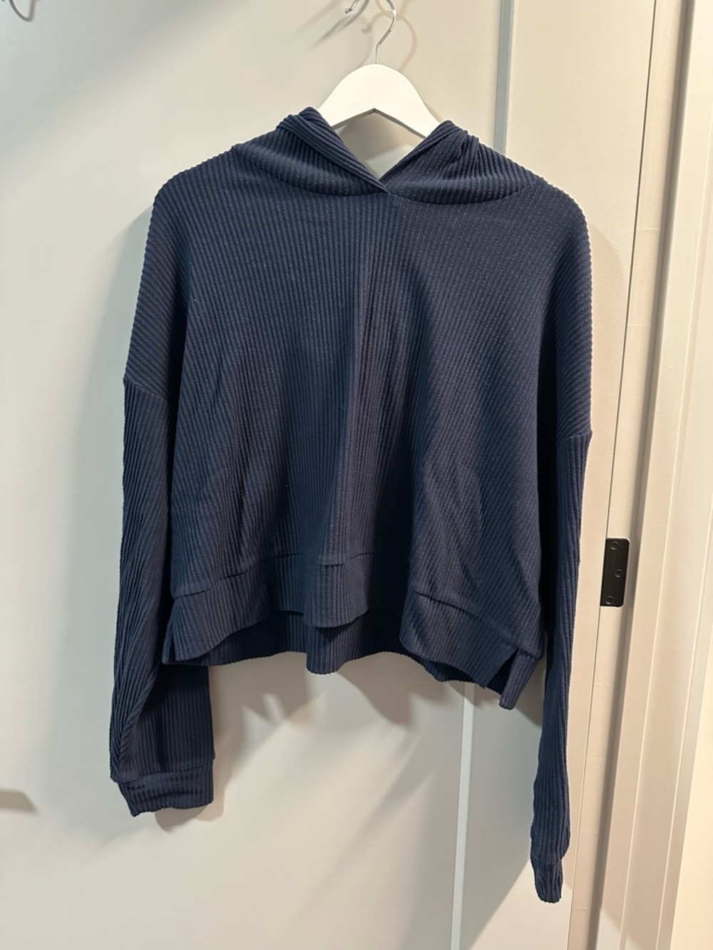 ALO Yoga Ribbed Navy Pullover Hoodie